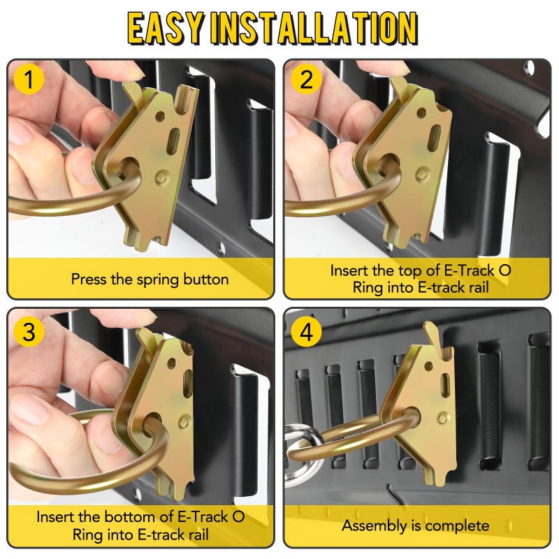 Eapele 10pcs Steel E-Track O Ring Tie-Down Anchors, Secure Cargo in Enclosed/Flatbed Trailers, Trucks, Load Limit of 1500lb - Image 5